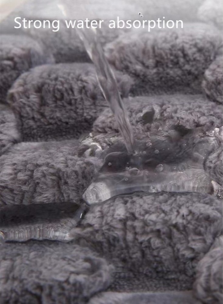 Kutis 1-Piece Solid Color Bathroom Absorbent Rug Non-slip Mats Polyester Grey 60x40 Centimeter - Image 4