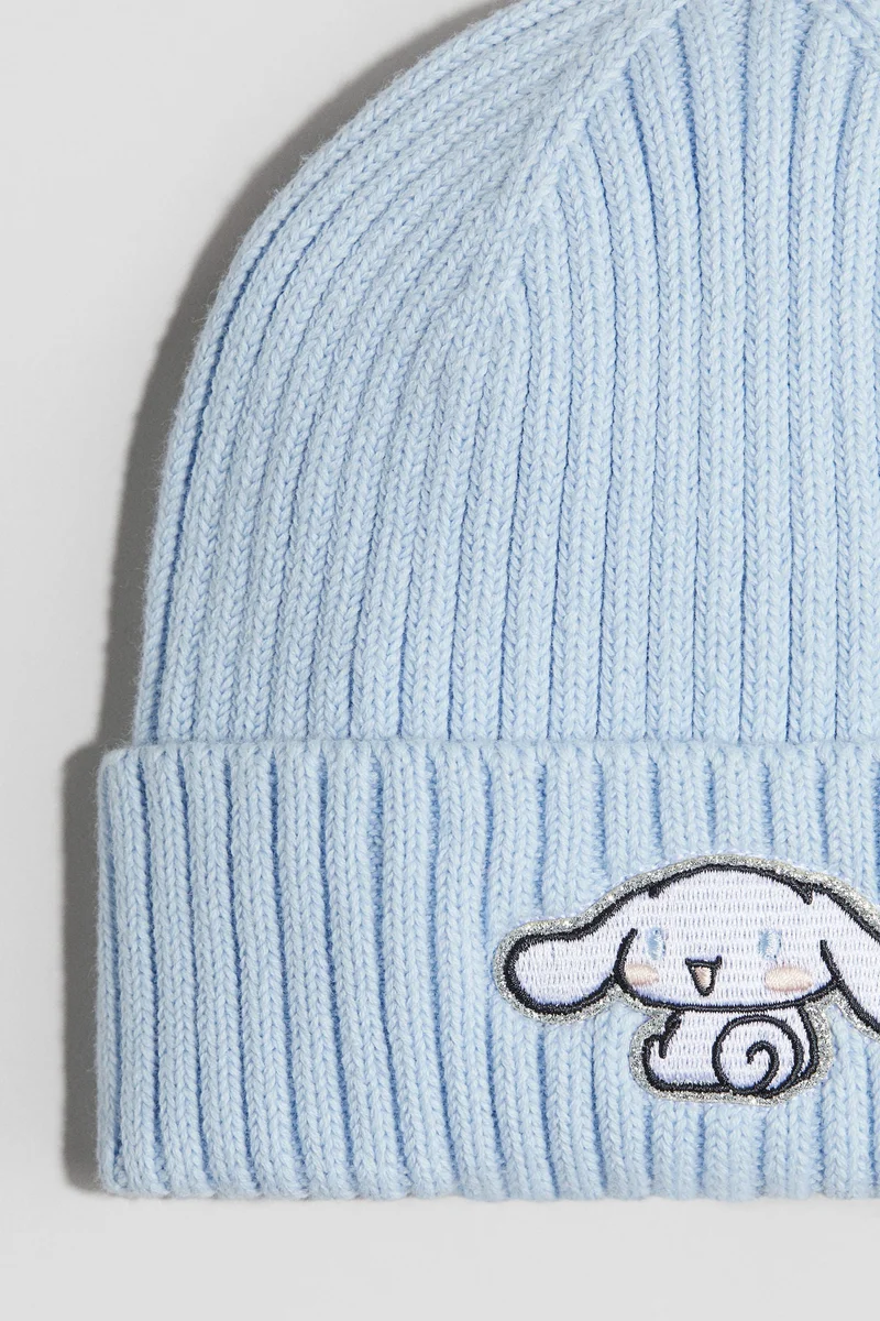 H&M Motif-detail rib-knit beanie