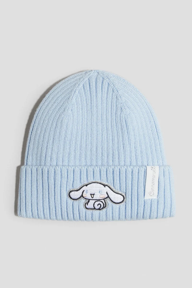 H&M Motif-detail rib-knit beanie