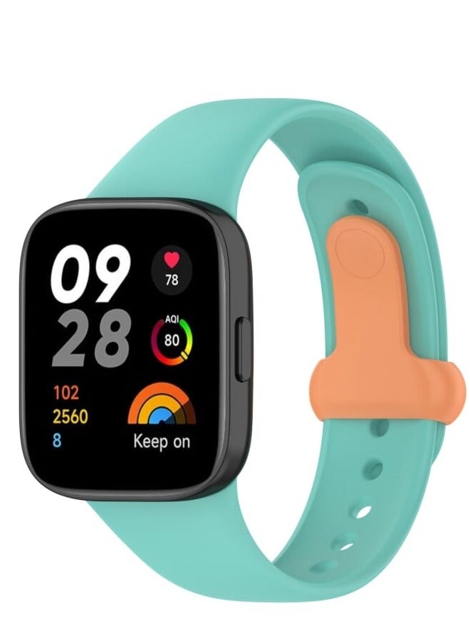 Redmi Watch 3 Nail Button Silicone Watch Band(Cyan+Orange) - Image 1