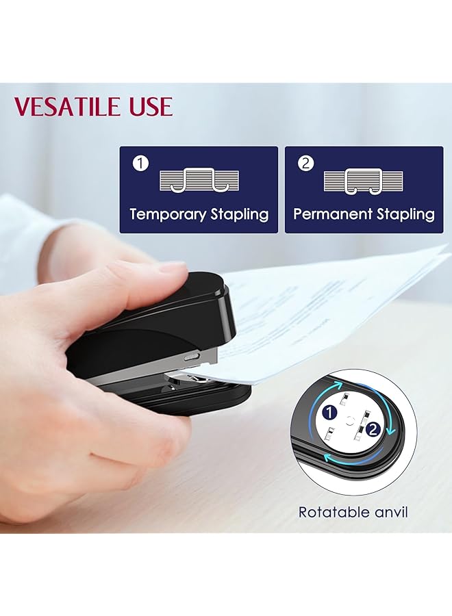 إيروريكس دباسة معدنية شديدة التحمل بسعة 50 ورقة مع 2000 دبوس ومزيل دبابيس دباسة كاملة الشريط للمكتب بدون انحشار دباسة مكتب غير قابلة للانزلاق مع دبابيس للمكتب والفصول الدراسية باللون الأسود - Image 5