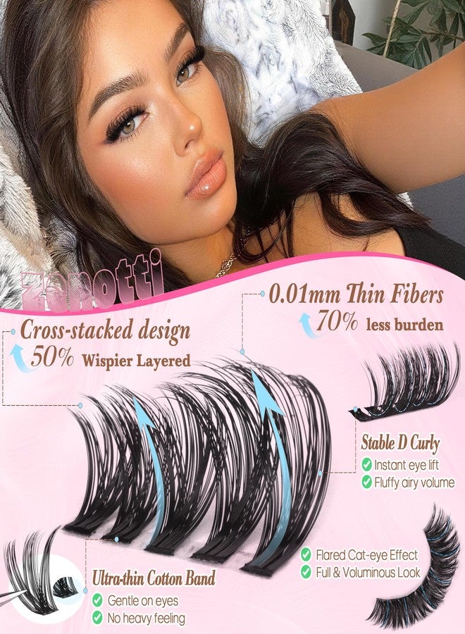 zenotti Lash Clusters Kit Wispy 60D 80D Eyelash Clusters Kit 640PCS Fluffy Cluster Eyelash Extensions Thick Individual Lashes D Curl DIY Lash Extensions Kit with Lash Bond & Seal Tweezers Brush by zenotti - Image 3