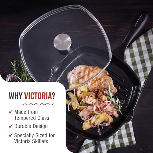 Victoria 9.7-Inch Glass Lid for Victoria Square 10-Inch Square Skillet or Pan, Custom Made for Only Victoria Brand, Internal Diameter 9.7-Inch, External Diameter 10 Inch - Image 2