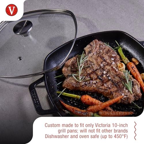 Victoria 9.7-Inch Glass Lid for Victoria Square 10-Inch Square Skillet or Pan, Custom Made for Only Victoria Brand, Internal Diameter 9.7-Inch, External Diameter 10 Inch - Image 3