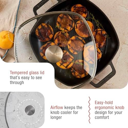 Victoria 9.7-Inch Glass Lid for Victoria Square 10-Inch Square Skillet or Pan, Custom Made for Only Victoria Brand, Internal Diameter 9.7-Inch, External Diameter 10 Inch - Image 4