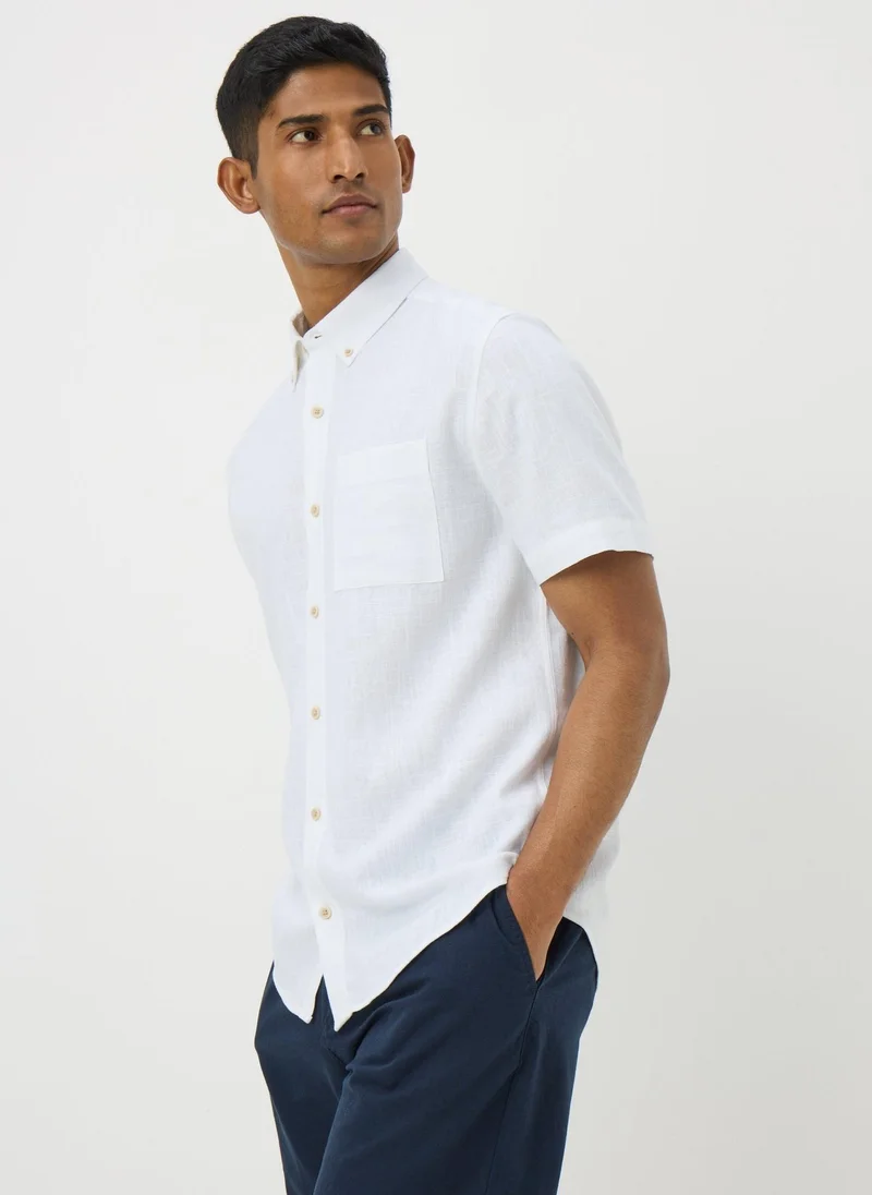 Matalan White Linen Blend Short Sleeve Shirt