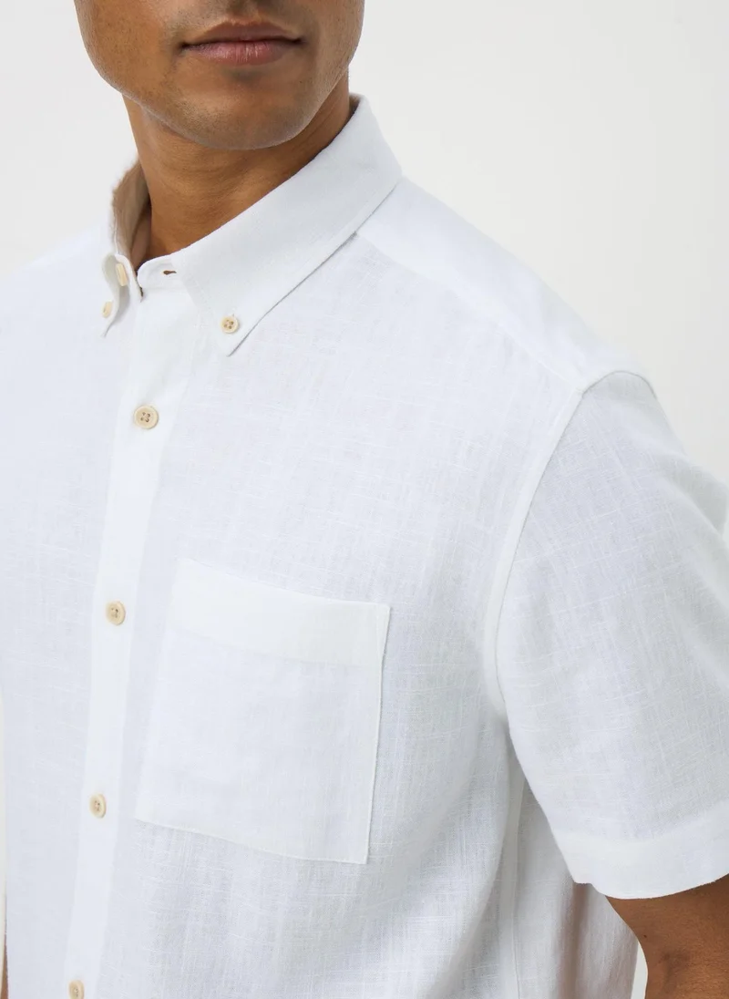 Matalan White Linen Blend Short Sleeve Shirt