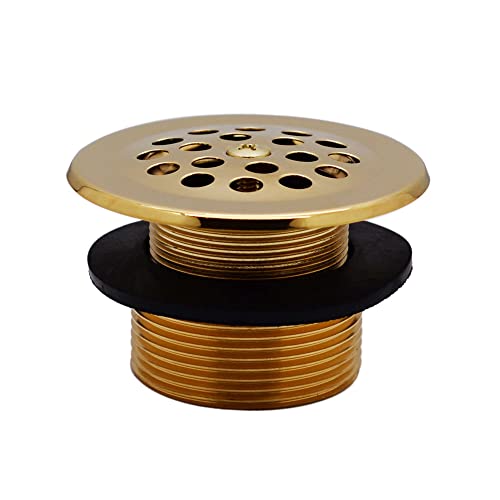 Westbrass D92K-01 1-3/8" Fine Thread Grid Strainer Drain Cover with Trip Lever Faceplate and Conversion Adaptor Bushing, 1-Pack, Polished Brass - Image 4