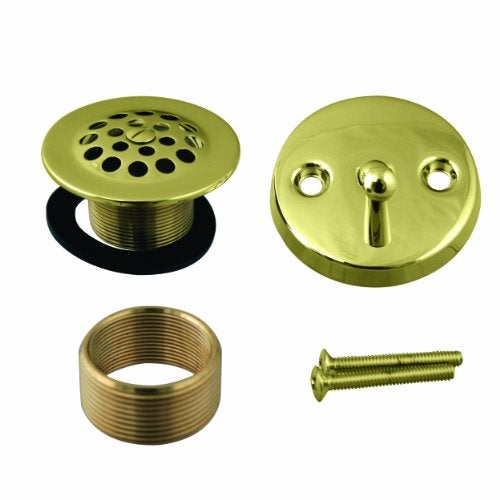 Westbrass D92K-01 1-3/8" Fine Thread Grid Strainer Drain Cover with Trip Lever Faceplate and Conversion Adaptor Bushing, 1-Pack, Polished Brass - Image 5