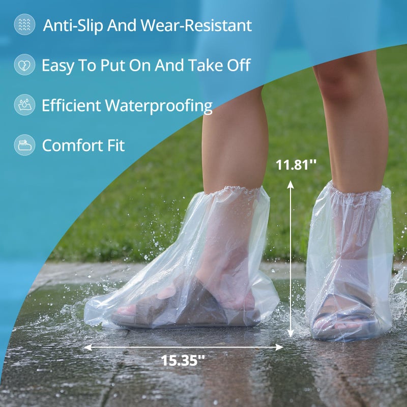 May Eileen Disposable Waterproof Shoe Covers for Rain â€“ Adult Transparent Short Booties, Non-Slip Plastic Rain Shoe Covers, 24PCS (12 Pairs) for Travel, Outdoor, Commuting - Image 2