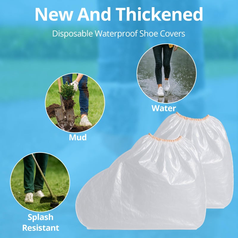 May Eileen Disposable Waterproof Shoe Covers for Rain â€“ Adult Transparent Short Booties, Non-Slip Plastic Rain Shoe Covers, 24PCS (12 Pairs) for Travel, Outdoor, Commuting - Image 3