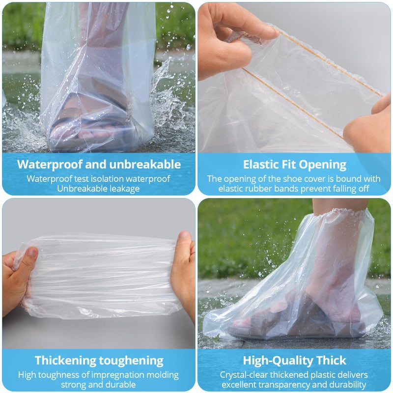 May Eileen Disposable Waterproof Shoe Covers for Rain â€“ Adult Transparent Short Booties, Non-Slip Plastic Rain Shoe Covers, 24PCS (12 Pairs) for Travel, Outdoor, Commuting - Image 4