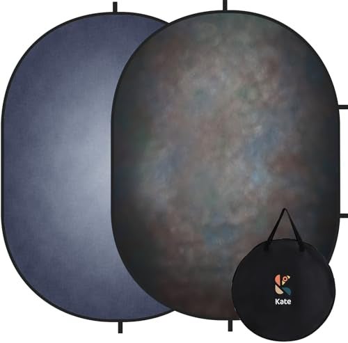 Kate 5x6.5ft(1.5x2m) Dark Grey Collapsible Backdrop Texture Folding Double Sided Pop up Backdrops for Photoshoot, Home Video Conference - Image 1