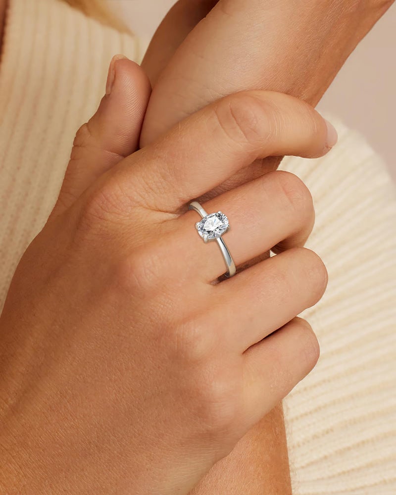 Diorra Silver Ring for Women, 4PCS Thin Sterling Silver Stackable Rings Set Cubic Zirconia Engagement Statement Wedding Bands for Women Size 5-10 - Image 5