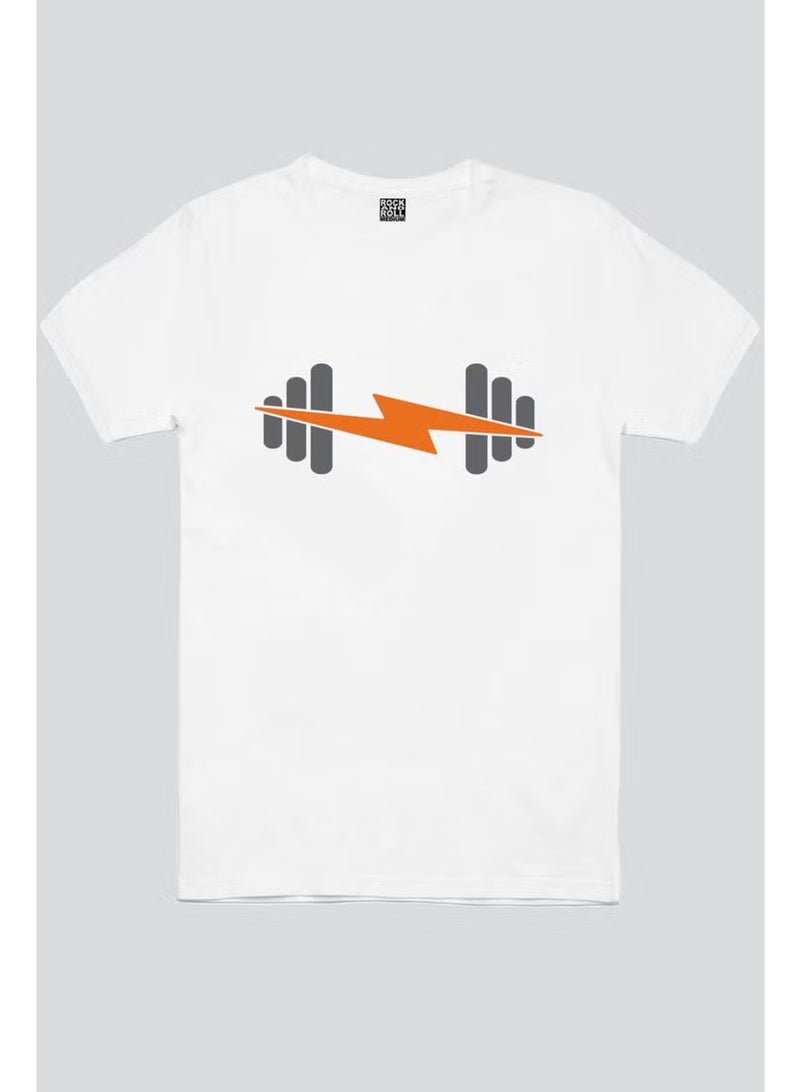 Rock&Roll Lightning Sports White Short Sleeve Men's T-Shirt - Image 3