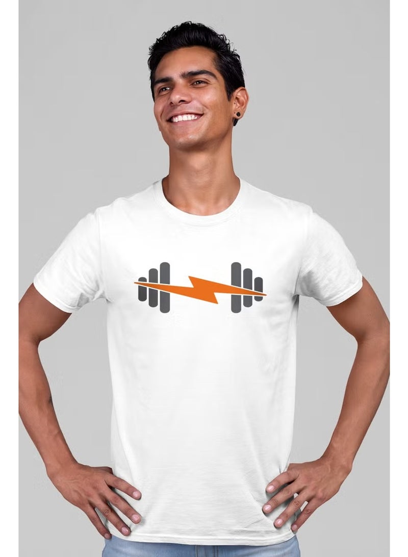 Rock&Roll Lightning Sports White Short Sleeve Men's T-Shirt - Image 1
