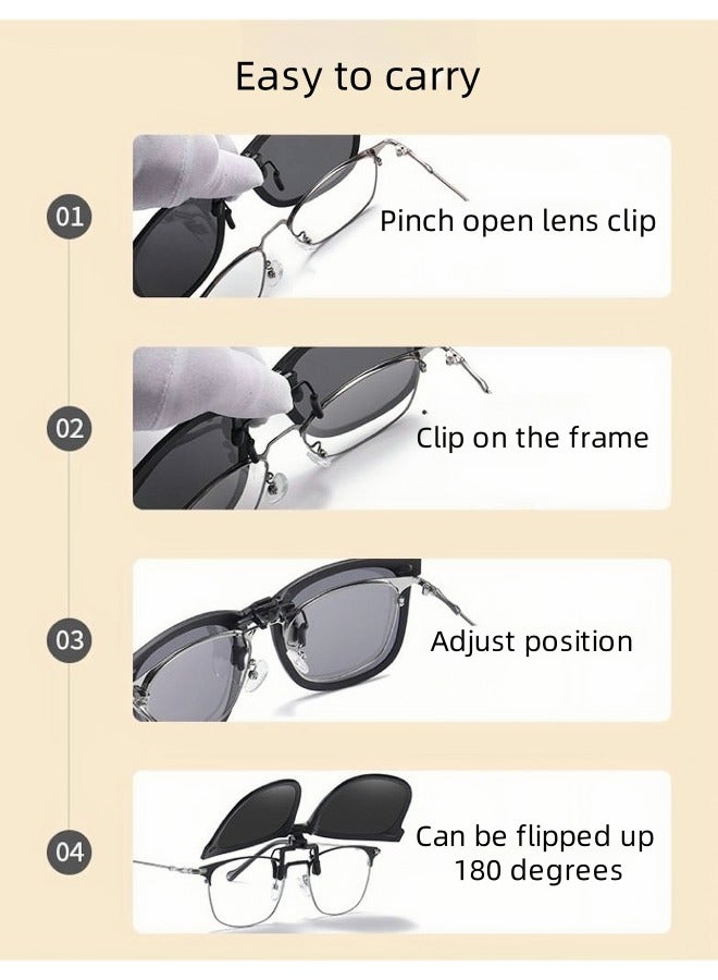 Foldable polarized sunglasses clip, UV protection sunglasses, sunglasses, folding sunglasses - pure black - Image 4