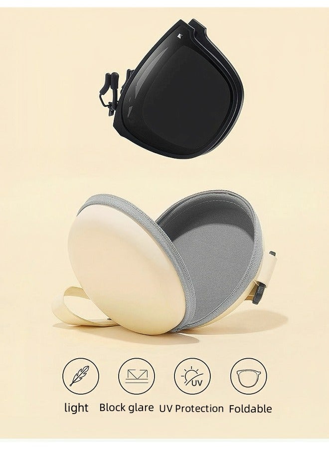 Foldable polarized sunglasses clip, UV protection sunglasses, sunglasses, folding sunglasses - pure black - Image 1