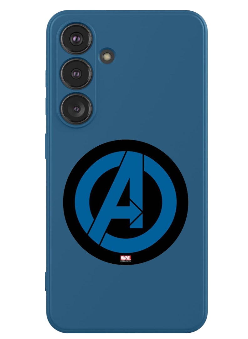 Theodor Protective Slim Fit Case Liquid Silicone Cover with Full Body Protection Anti-Scratch Shockproof Case For Samsung Galaxy S24 (Blue) - Avengers logo - Image 1