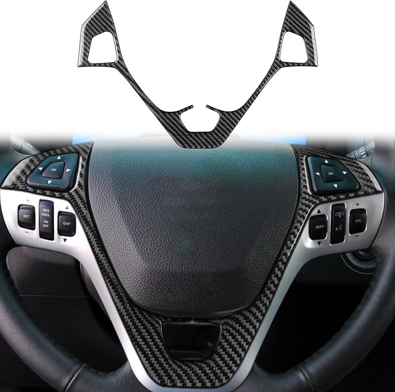 winterwell Real Premium Carbon Fiber Steering Wheel Button Cover for Ford Explorer 2011-2014 - Image 2