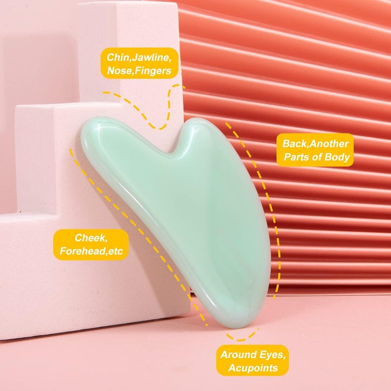 Ecoswer Guasha,Gua Sha Handheld Massager Facial Tool,Skin Massage For Face And Body,Secret Therapy Of Beauty From Asia,Decrease Puffiness And Tighten Skin,Improve Face Shape,Ease Fatigue.(Green) - Image 3