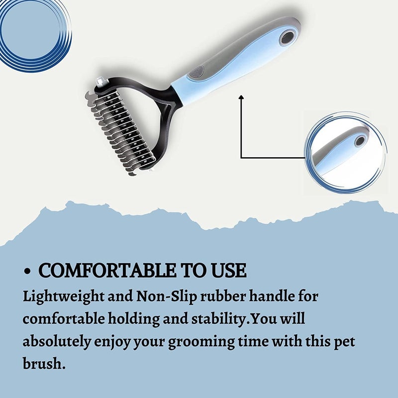 RUPAKADA Pets Fur Knot Cutter Professional Grooming Hair Removing Brush for Dogs and Cats, De-matting Comb with 2 Sided Professional Grooming Rake - Image 3