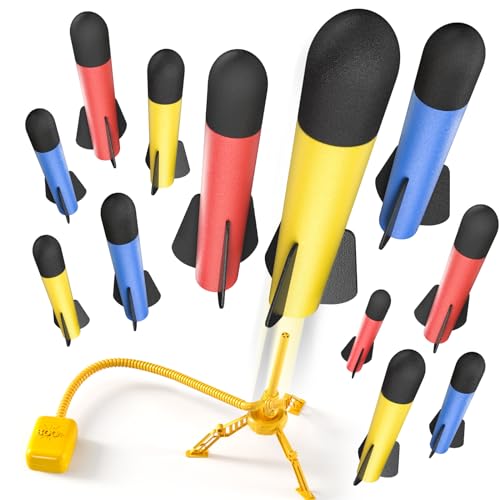 TEMI Rocket Launcher for Kids, 12 Foam Rockets and Launcher Pad, Launch up to 100+ft, Kids Outdoor Toys, Birthday Gift Toys for Kids Boys Girls Age 3 4 5 6 + Years Old - Image 1