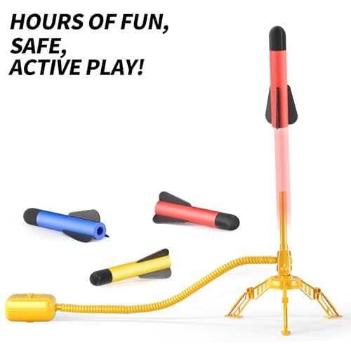 TEMI Rocket Launcher for Kids, 12 Foam Rockets and Launcher Pad, Launch up to 100+ft, Kids Outdoor Toys, Birthday Gift Toys for Kids Boys Girls Age 3 4 5 6 + Years Old - Image 3