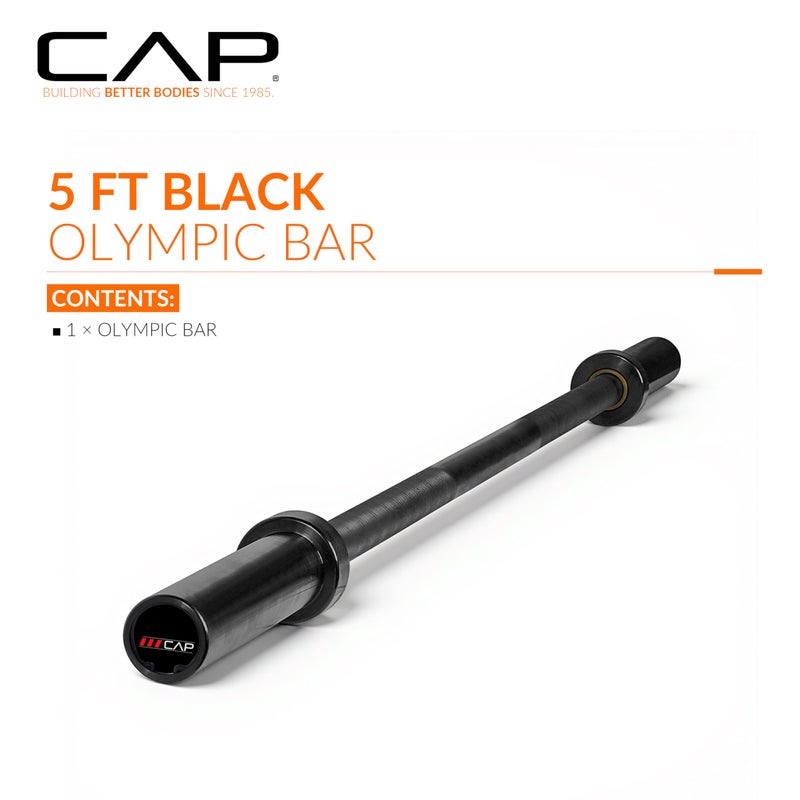 CAP Barbell كاب باربل 2" أولمبي صلب 5 قدم بار، برونز بوشينجز، أسود - Image 2
