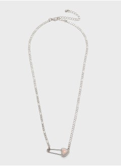 Ginger Statement Heart Novelty Pin Chain Necklace  - Image 3