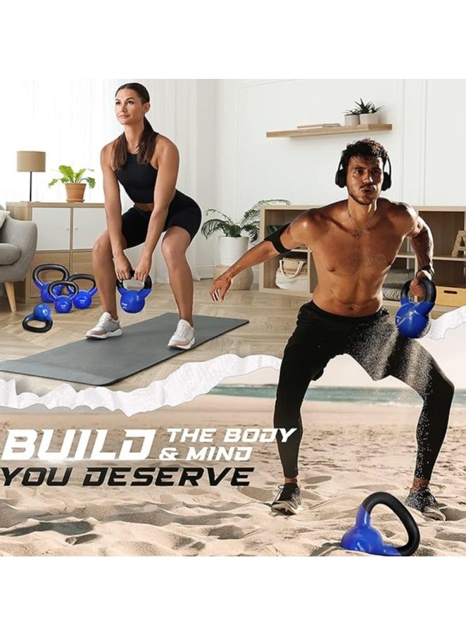 ياس 4 أول مجموعة أوزان Kettlebell المطلية بالفينيل من Yes4All - رائعة لتمرين الجسم بالكامل وتدريبات القوة - من الفينيل Kettlebell بوزن 5 أرطال، أزرق داكن  - Image 5