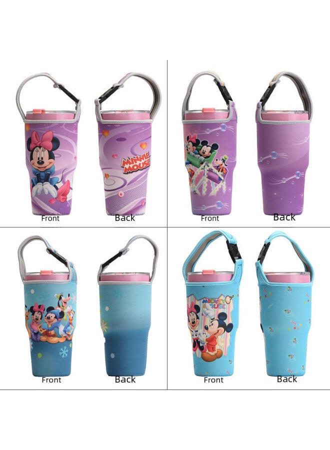 Diving Cloth Cup Cover Car Cup Cloth Cover Printing Protective Cover Ice Bully Cup Cover Creative Cartoon-Color:Mickey Minnie Ferris Wheel Purple-Capacity:900ml - Image 5
