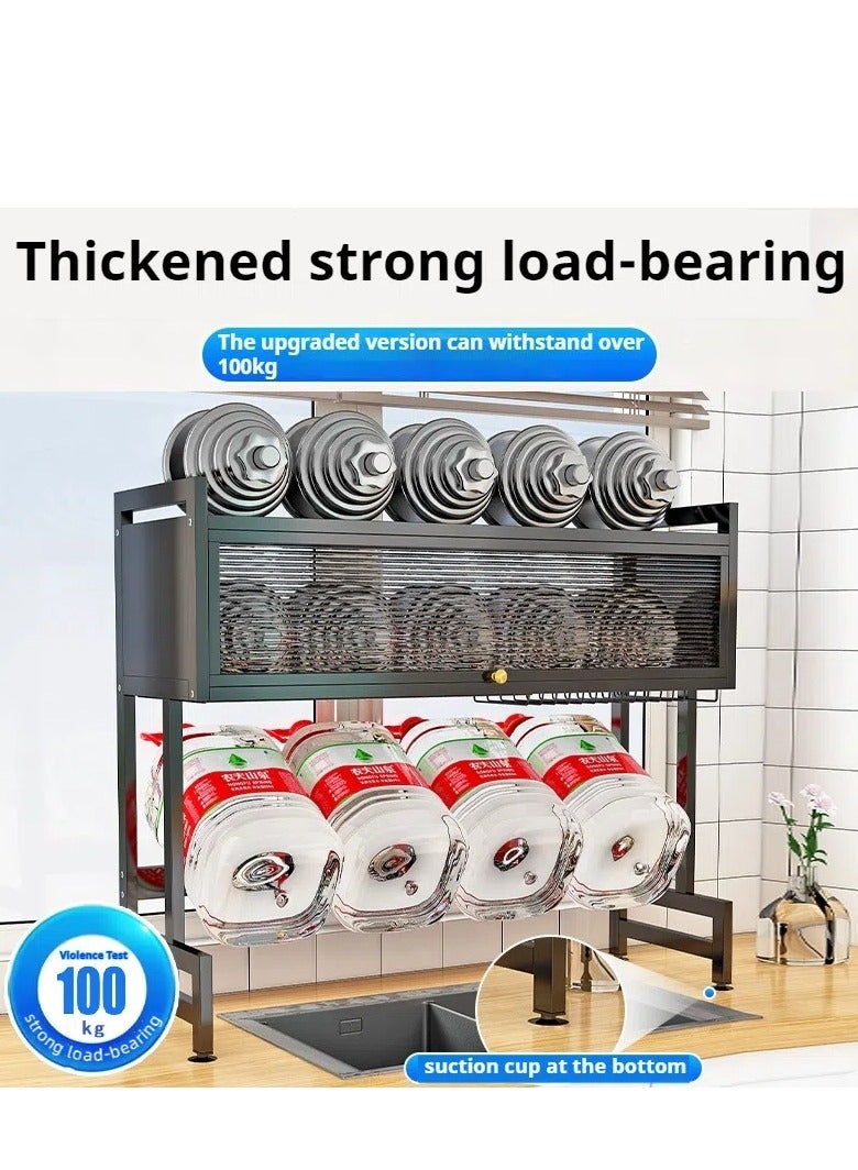 The Sink Dish Drainer Drying Rack,2 Tier Dish Drying Rack for Kitchen Counter, Large Dish Drying Rack with Flip Door, Over Sink Dish Drying Rack for Family Use,Dust-Proof,95cm - Image 5