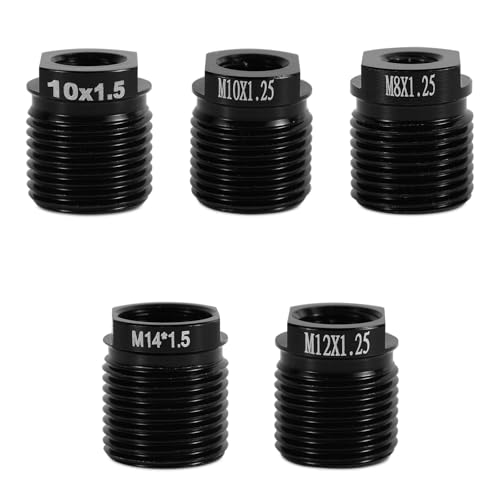 Tinoaly 5pcs Gear Shift Knob Adapter Kit Aluminum Alloy Universal Shifter Knob Thread Adapter for M10x125M12M14 Threads Quick Install Nut Inserts for CarTruckSUV Manual Transmission Accessories - Image 1