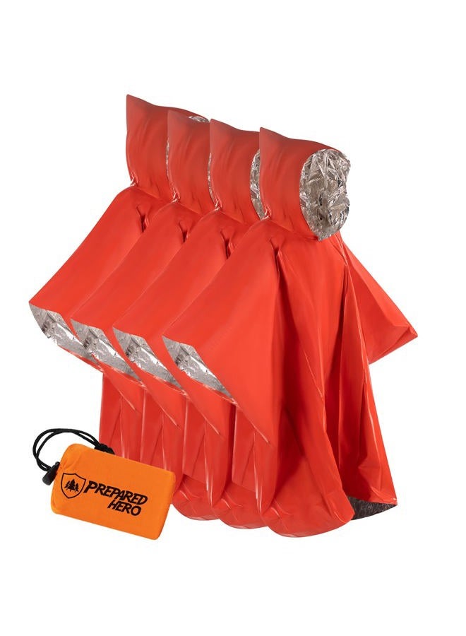 Prepared Hero Hero Poncho 1 Pack - Survival Tool Hero Poncho for Camping, Heat Insulation Poncho - Retains 90% of Heat + Reflective Side for Increased Visibility - Image 1
