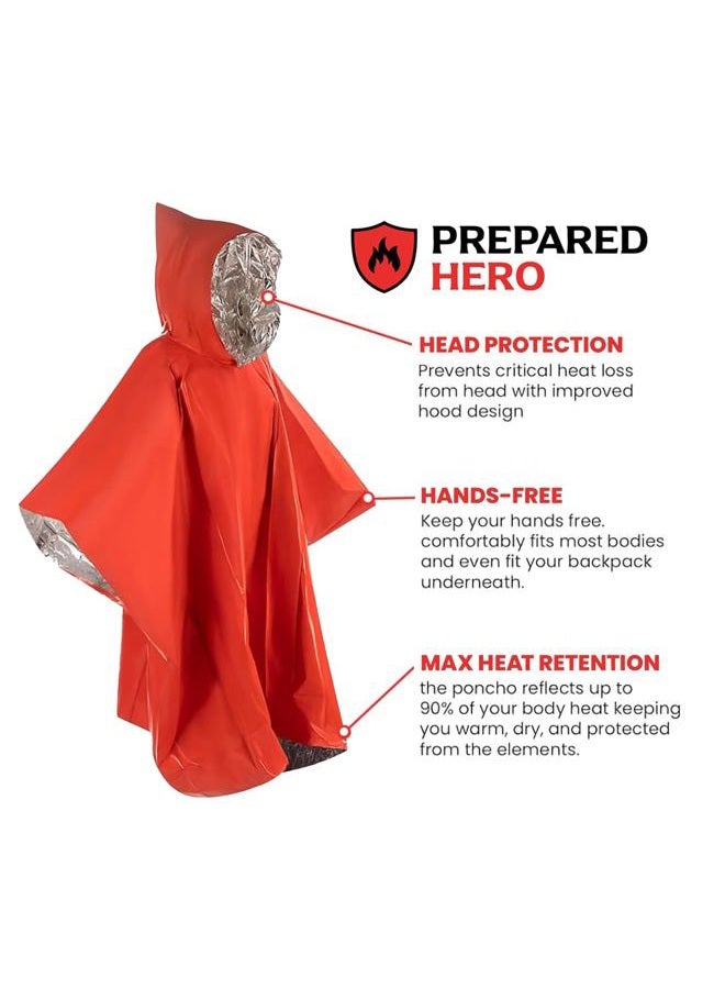 Prepared Hero Hero Poncho 1 Pack - Survival Tool Hero Poncho for Camping, Heat Insulation Poncho - Retains 90% of Heat + Reflective Side for Increased Visibility - Image 5