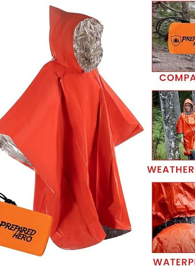 Prepared Hero Hero Poncho 1 Pack - Survival Tool Hero Poncho for Camping, Heat Insulation Poncho - Retains 90% of Heat + Reflective Side for Increased Visibility - Image 3