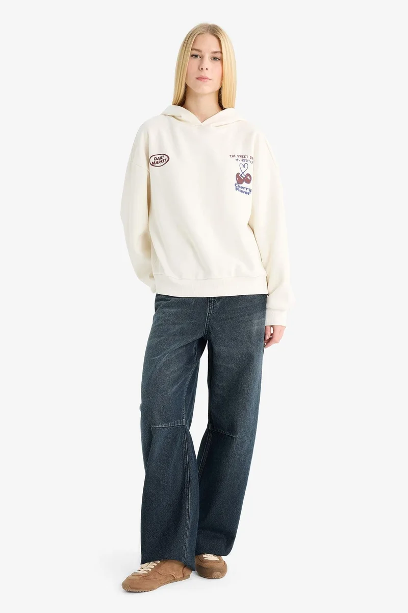 DeFacto Back Printed Hoodie