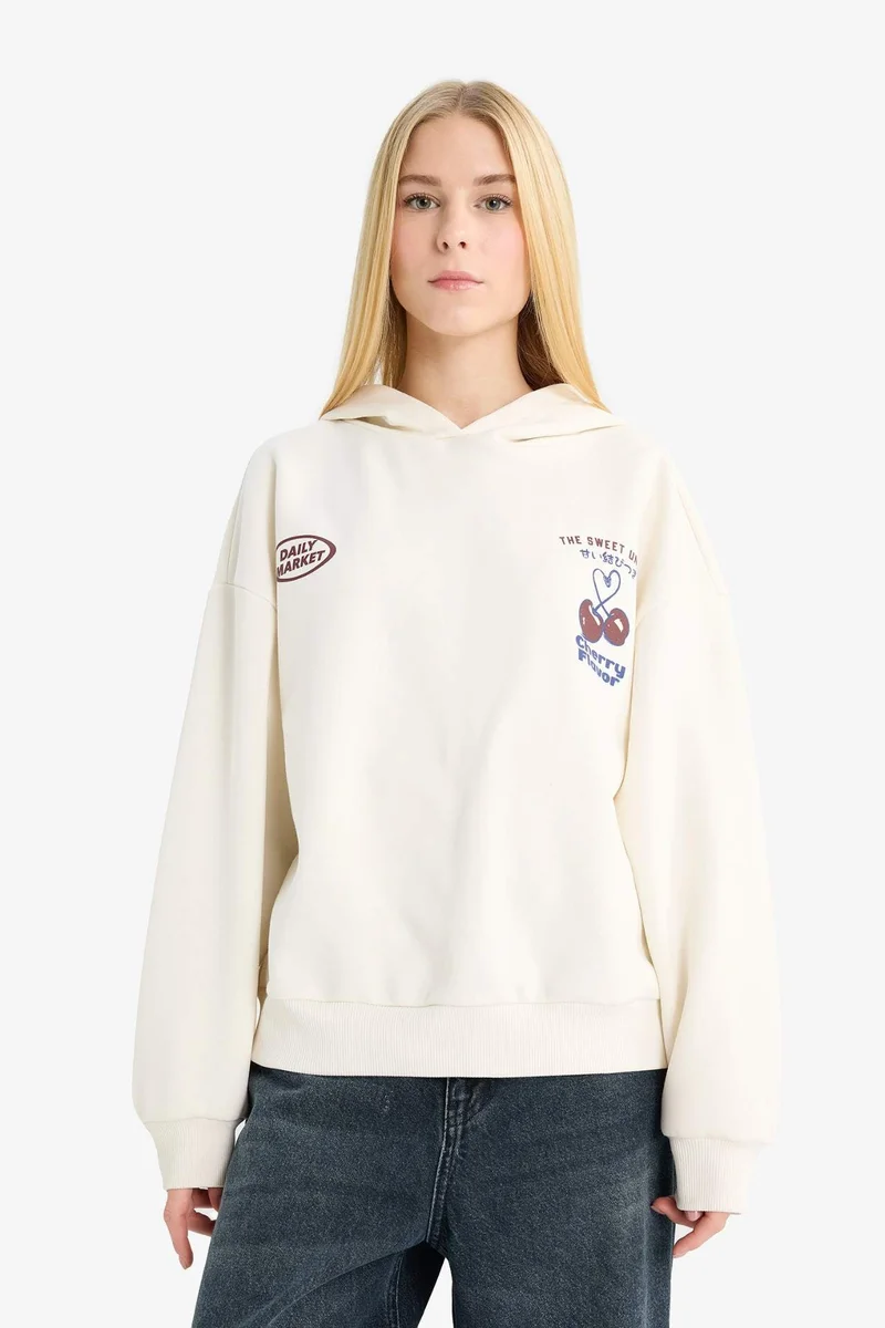 DeFacto Back Printed Hoodie