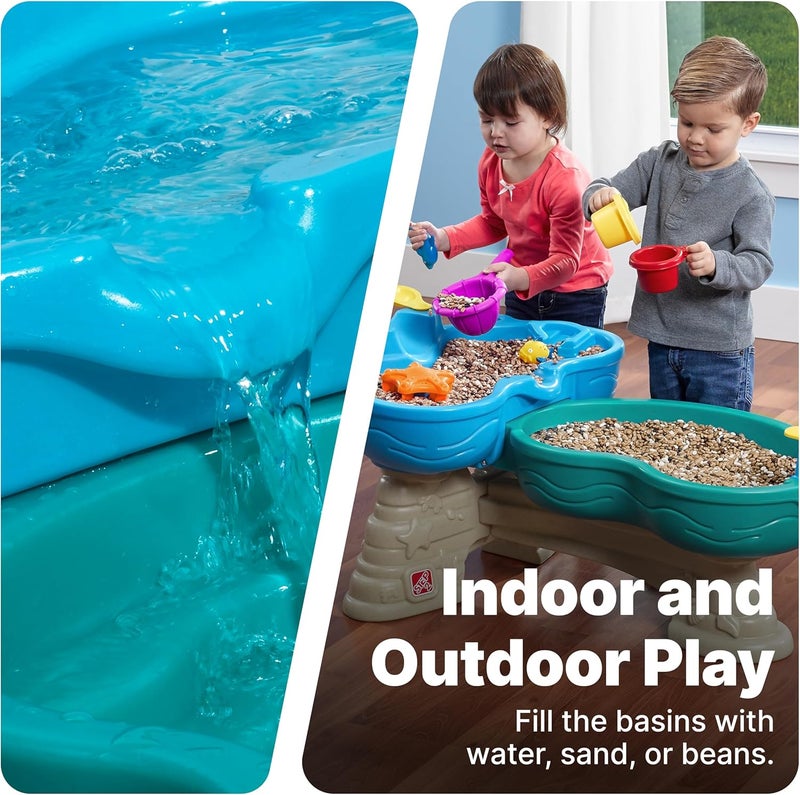 Step2 Spill & Splash Seaway Water Table, Kids Two-Tier Water and Sand Activity Sensory Playset, Comes with Umbrella, Summer Outdoor Toys, 11 Piece Toy Accessories, For Toddles 1.5+ Years Old - Image 5