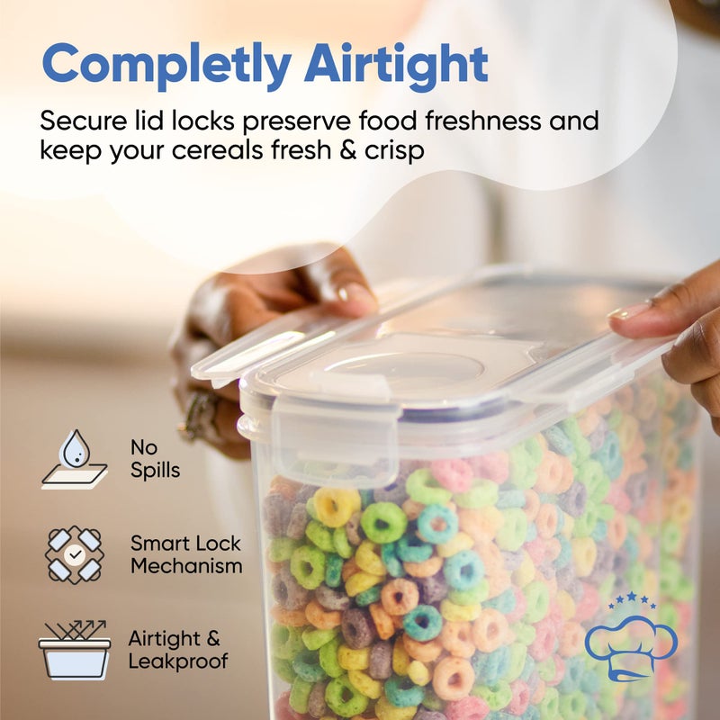 Chef's Path Cereal Containers Storage Set Large (4L,135.2 Oz), Airtight Food Storage Containers for Kitchen & Pantry Organization, Cereal Storage Container Set for Crunchiness, BPA Free Dispenser Keepers (4) - Image 4