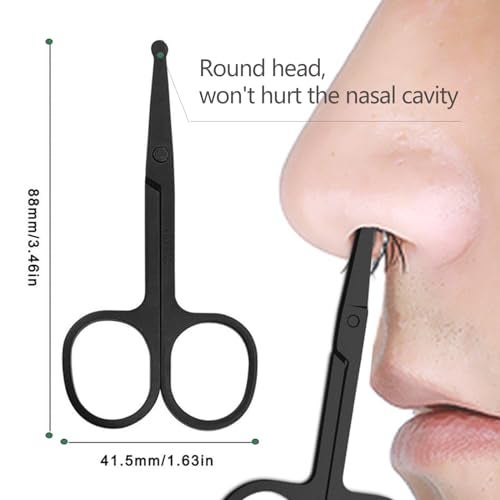 KAJUDA Eyebrow Scissors with Comb, KAJUDA Facial Hair Small Grooming Scissors For Men Women - Eyebrow Trimmer Scissor for Eyebrows, Nose Hair, Mustache, Beard, Eyelash - 3PCS Black - Image 4