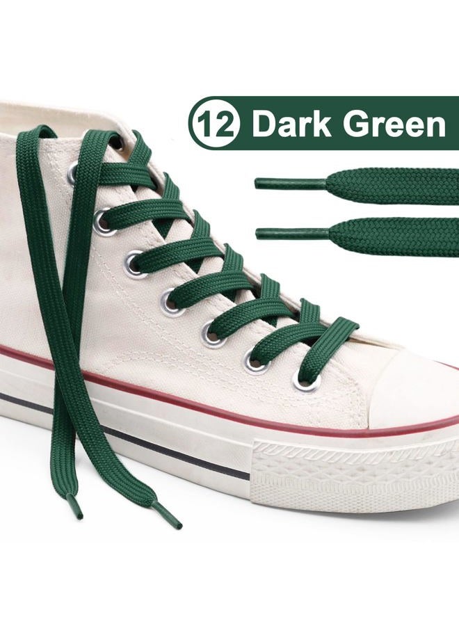 YFINE Athletic Flat Shoe Laces Shoelaces for Sneakers Shoes(2 Pair), 12 Dark Green, 39 inch (100CM) - Image 2