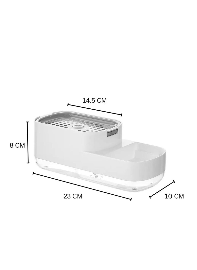 RACK STORE - Rack Store Dish Soap Dispenser Sponge Holder 2 in 1 Kitchen Gadgets Space Saving Sink Countertop Organizer For Kitchen White Colour - Image 1
