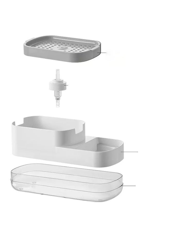 RACK STORE - Rack Store Dish Soap Dispenser Sponge Holder 2 in 1 Kitchen Gadgets Space Saving Sink Countertop Organizer For Kitchen White Colour - Image 1