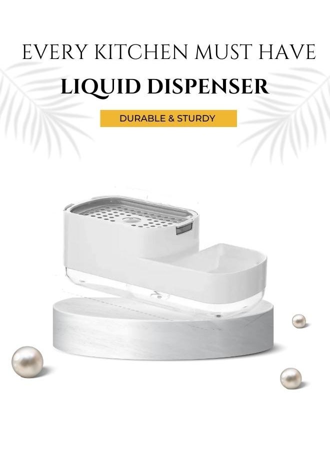 RACK STORE Rack Store Dish Soap Dispenser Sponge Holder 2 in 1 Kitchen Gadgets Space Saving Sink Countertop Organizer For Kitchen White Colour  - Image 5