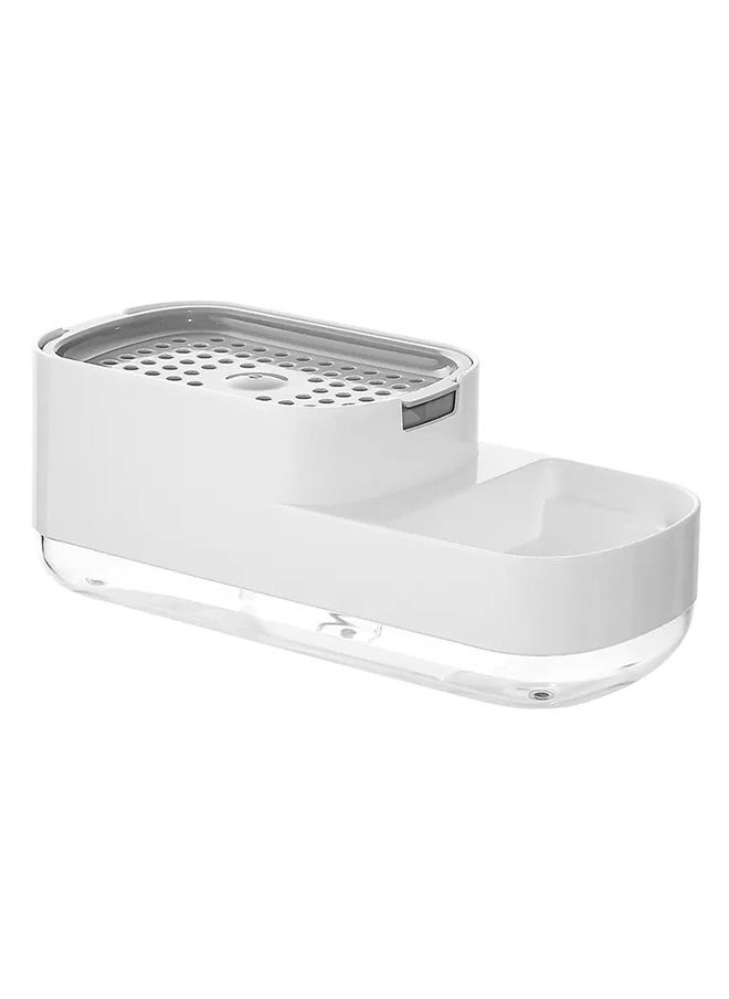 RACK STORE - Rack Store Dish Soap Dispenser Sponge Holder 2 in 1 Kitchen Gadgets Space Saving Sink Countertop Organizer For Kitchen White Colour - Image 1