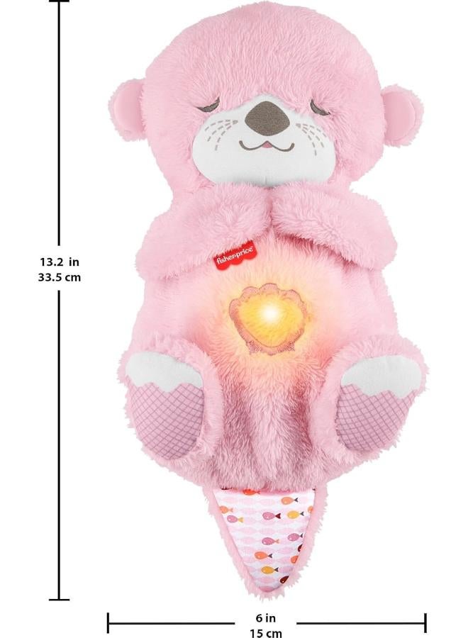 Mattel Games Fisher-Price Baby Toy Slumber Otter, Portable Pink Plush Music Box with Breathing Motions and Lights for Newborns from 0 Months JLJ33 - Image 3