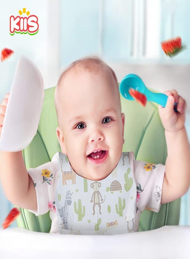 KIIS Disposable Baby Bibs for Baby Boys and Girls - Individually Packaged - Hygienic, Soft and Leakproof Baby Bibs (60 PCS) (Monkey, Giraffe, Dinosaur) - Image 2