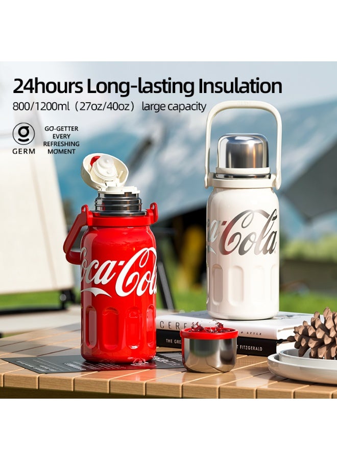 GERM Coca-Cola Collection Sport Vacuum Bottle with Cup – Red | 1200ml Large Thermos | 24-Hour Hot & Cold | Official Licensed Stainless Steel Flask | GERM  - Image 5